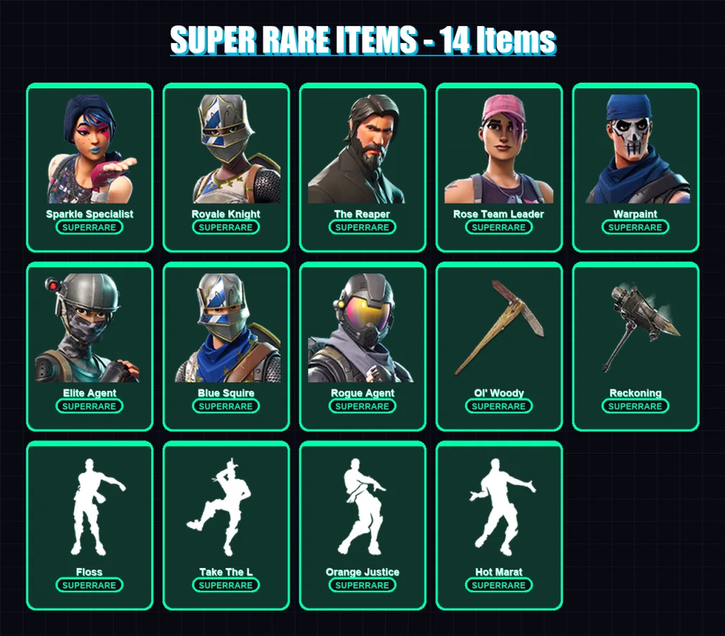 [PC/PSN] | Sparkle Specialist | Royale Knight | The Reaper | Rose Team Leader | Warpaint | 59 skin | 65 pickaxe | 75 emote | 64 glider | Lv942 — Fortnite account