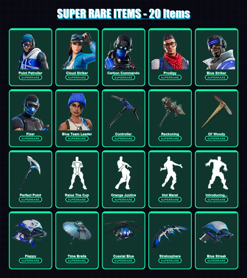 [PS4/PS5/XBOX/PC] | Point Patroller | Cloud Striker | Carbon Commando | 221 skin | Lv3370 — Fortnite account