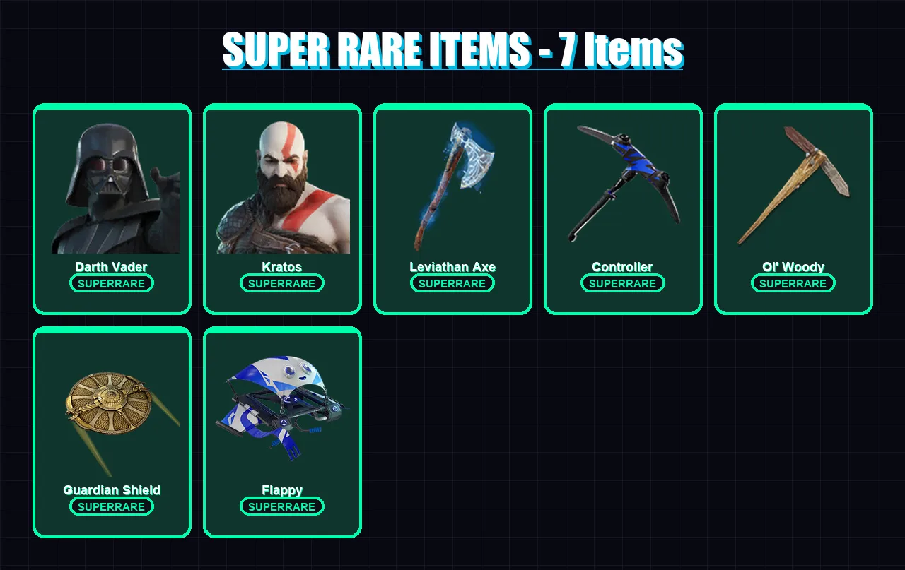 [PS4/PS5/XBOX/PC] | Darth Vader | Kratos | The Imagined | Malik | The Foundation | 112 skin | 195 pickaxe | 126 emote | 139 glider | Lv2412