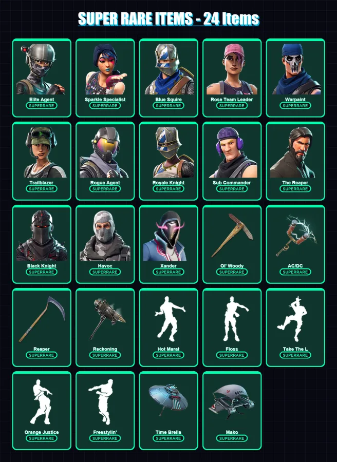 [PC/XBOX/PSN] | Elite Agent | Sparkle Specialist | Blue Squire | Rose Team Leader | Warpaint | 120 skin | 97 pickaxe | 101 emote | 95 glider | Lv125 — Fortnite account