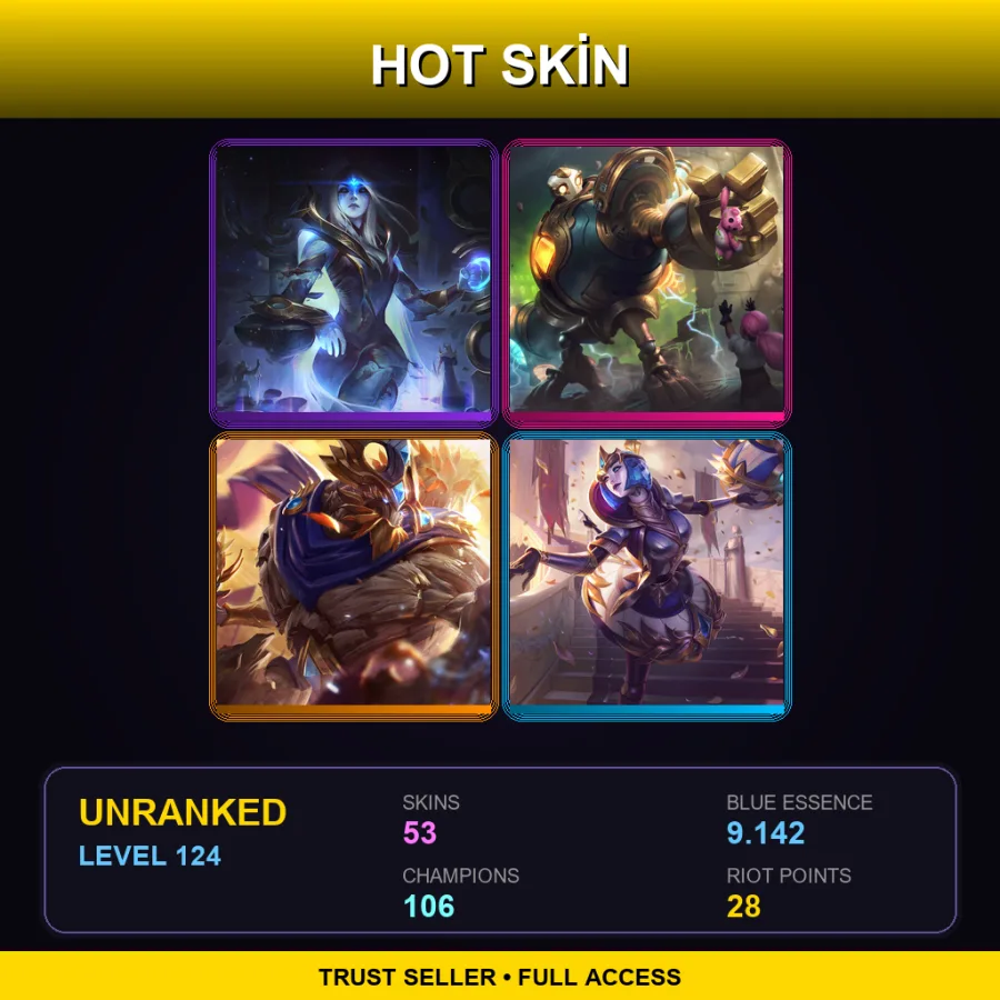 EUNE | Lv124 | Unranked | 53 Skin | 106 Champ — LoL account