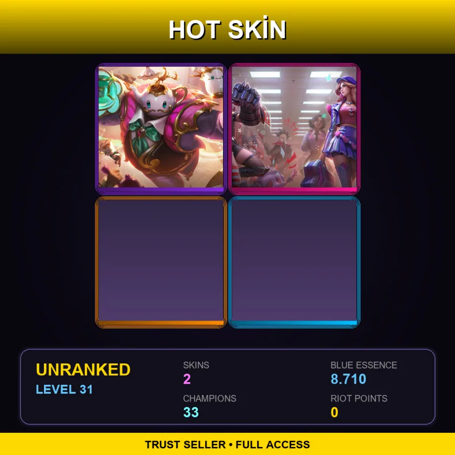 VN | Lv31 | Unranked | 2 Skin | 33 Champ — LoL account