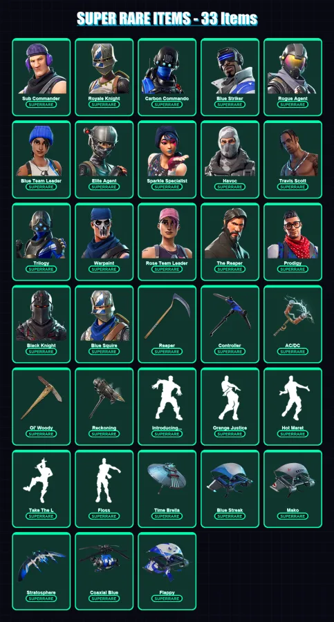 [PS4/PS5/XBOX/PC] | Sub Commander | Royale Knight | Carbon Commando | 189 skin | Lv1900