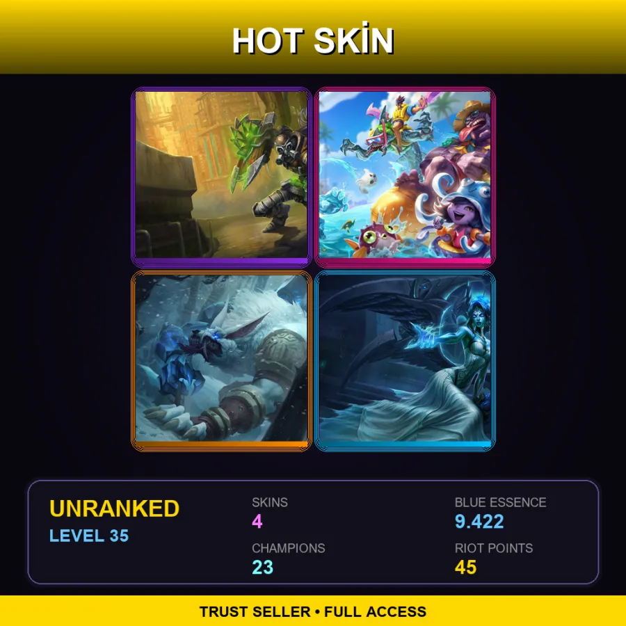 LAN | Lv35 | Unranked | 4 Skin | 23 Champ — Unranked / Smurf League of Legends