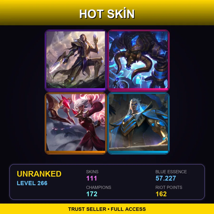 EUW | Lv266 | Unranked | 111 Skin | 172 Champ