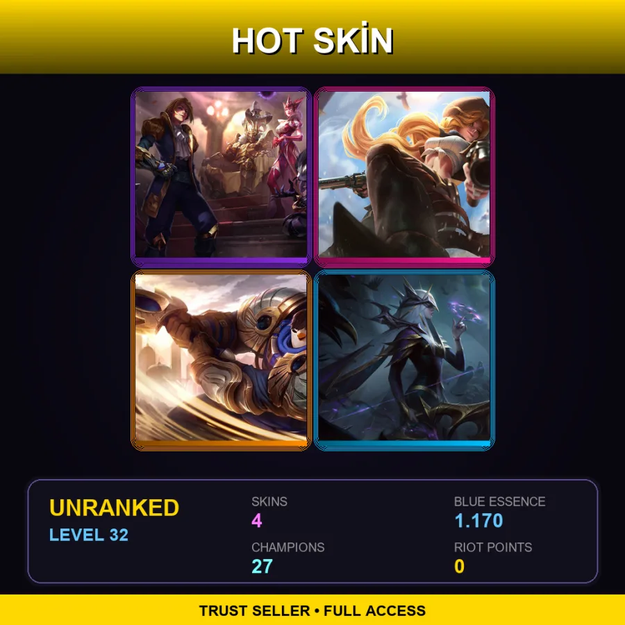 EUNE | Lv32 | Unranked | 4 Skin | 27 Champ — Coven Ashe