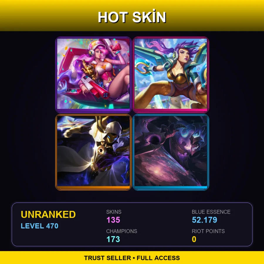 TR | Lv470 | Unranked | 135 Skin | 173 Champ — Elementalist Lux