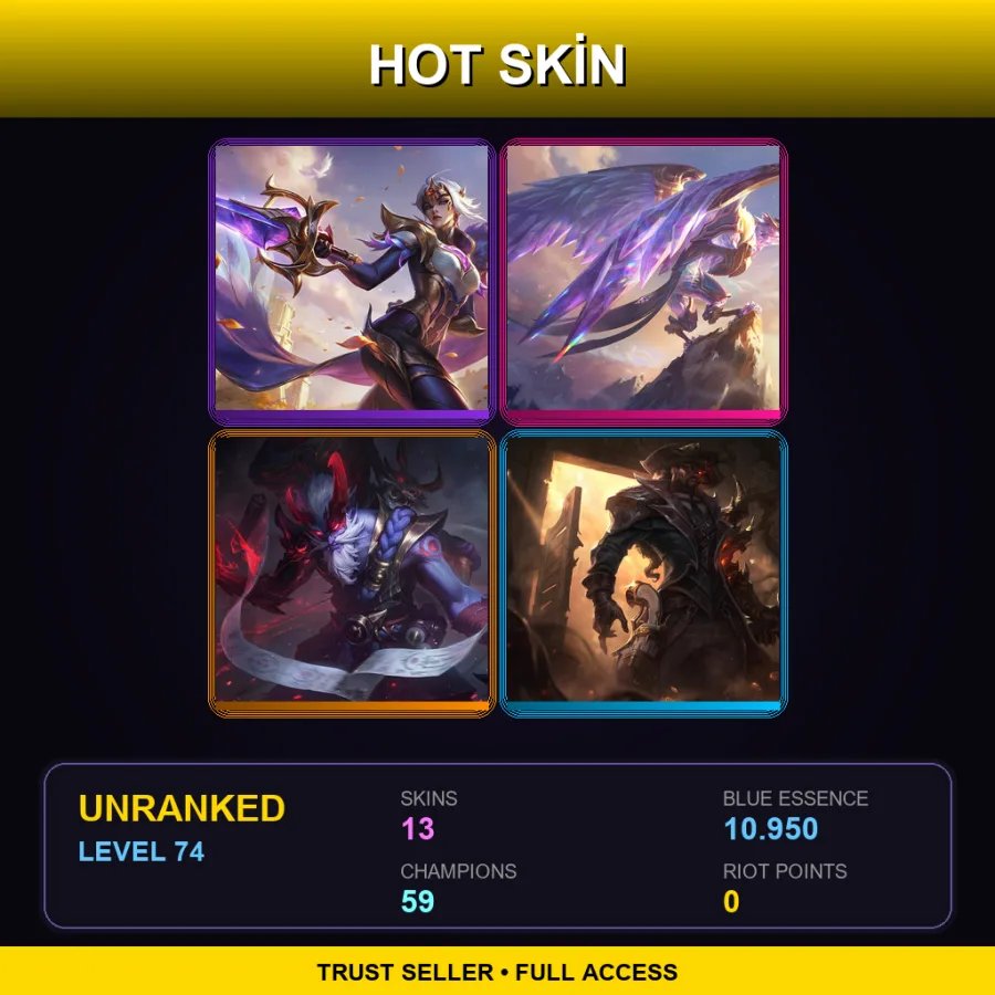 LAN | Lv74 | Unranked | 13 Skin | 59 Champ — Debonair Draven