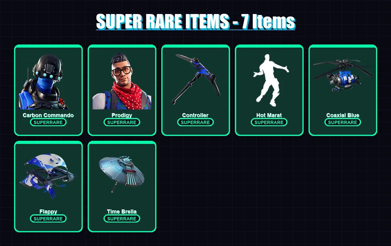 [PS4/PS5/XBOX/PC] | Carbon Commando | Prodigy | The Prisoner | Blackheart | Ravage | 25 skin | 24 pickaxe | 33 emote | 39 glider | Lv473