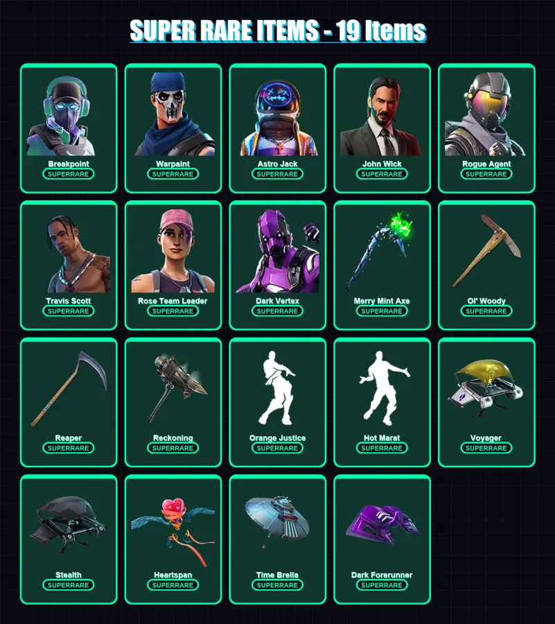 [PC/PSN] | Breakpoint | Warpaint | Astro Jack | John Wick | Rogue Agent | 286 skin | 168 pickaxe | 131 emote | 134 glider | Lv1935 — Game account