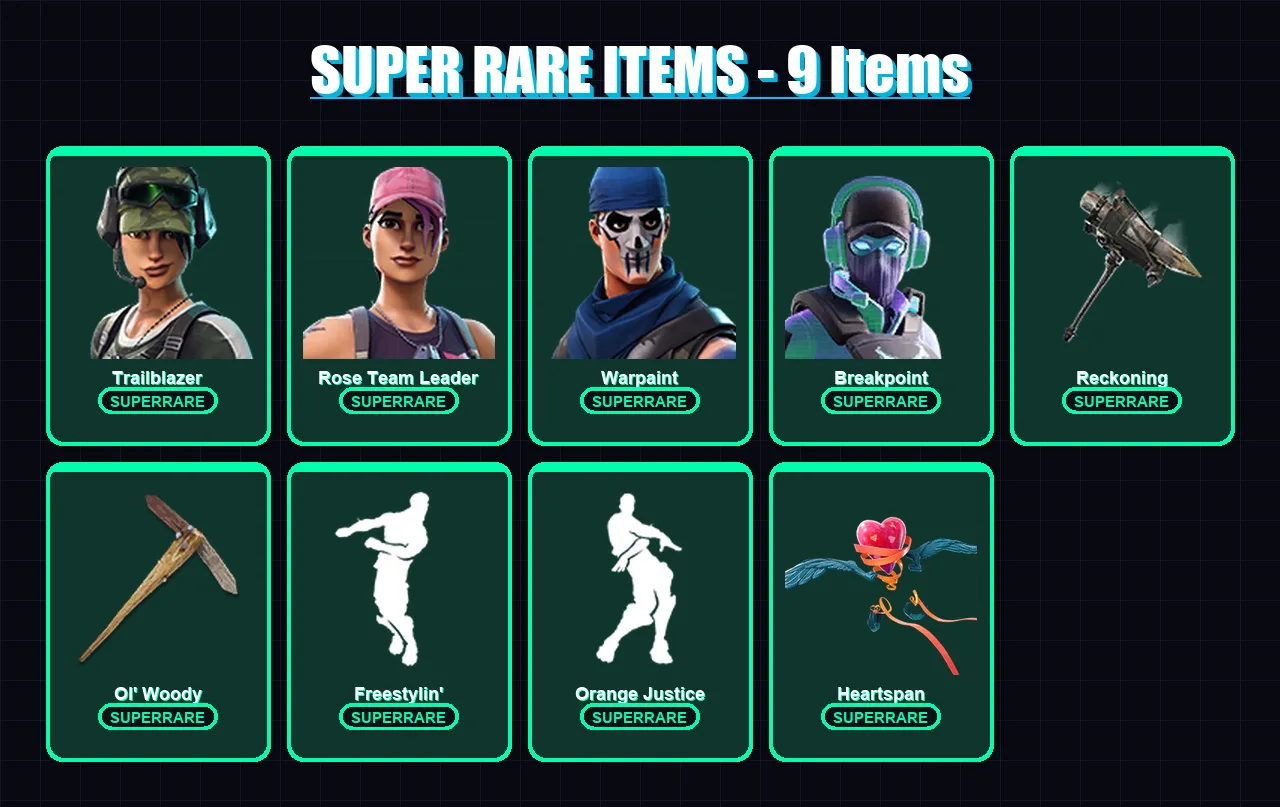 [PC/XBOX] | Trailblazer | Rose Team Leader | Warpaint | Breakpoint | Calamity | 93 skin | 80 pickaxe | 93 emote | 82 glider | Lv1408