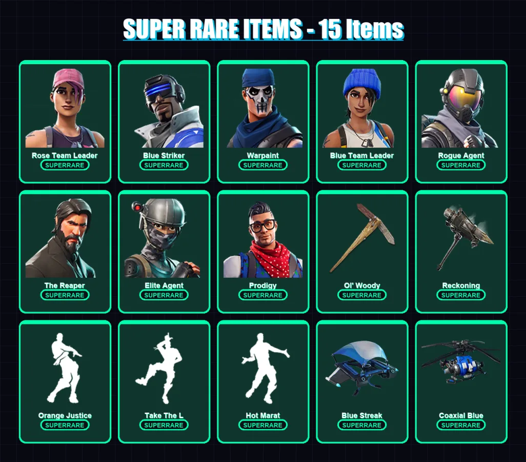 [PS4/PS5/XBOX/PC] | Rose Team Leader | Blue Striker | Warpaint | 115 skin | Lv1402 — Fortnite account