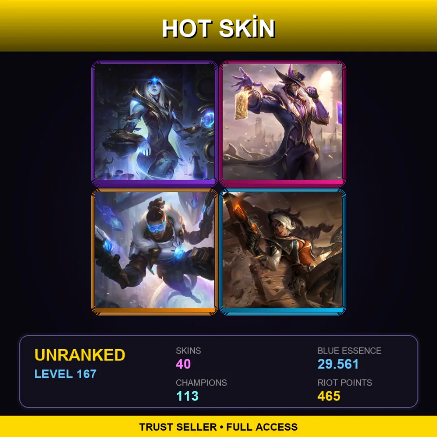 EUW | Lv167 | Unranked | 40 Skin | 113 Champ — LoL account