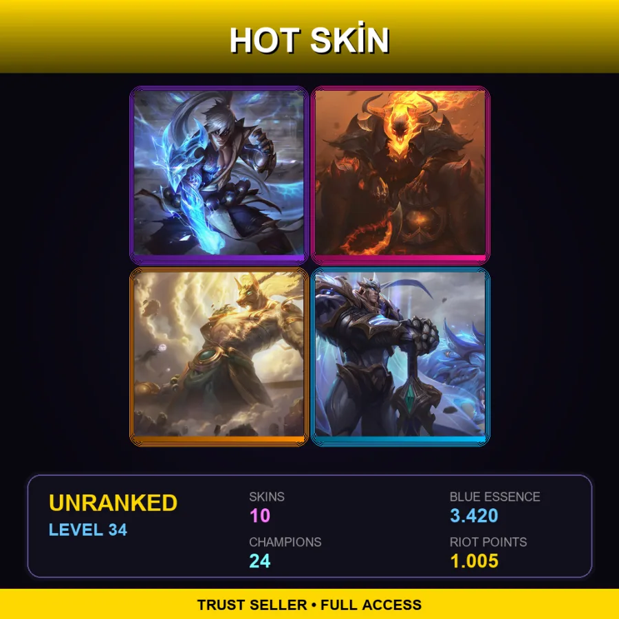 EUW | Lv34 | Unranked | 10 Skin | 24 Champ — LoL account