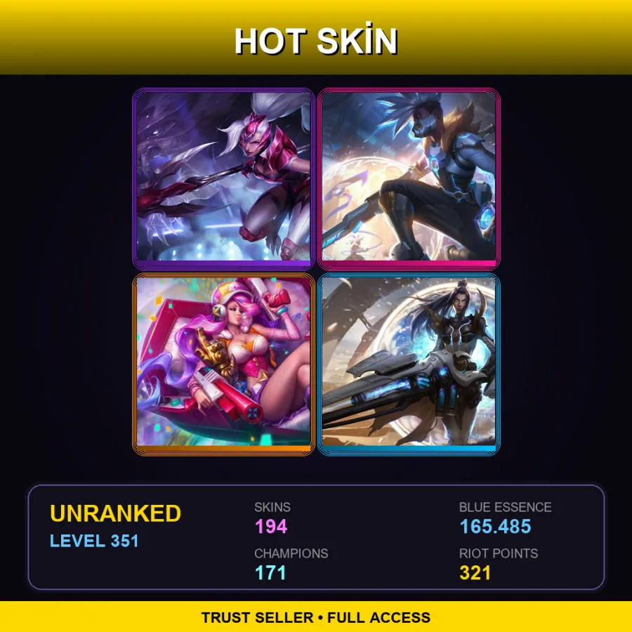 VN | Lv351 | Unranked | 194 Skin | 171 Champ — Program Soraka