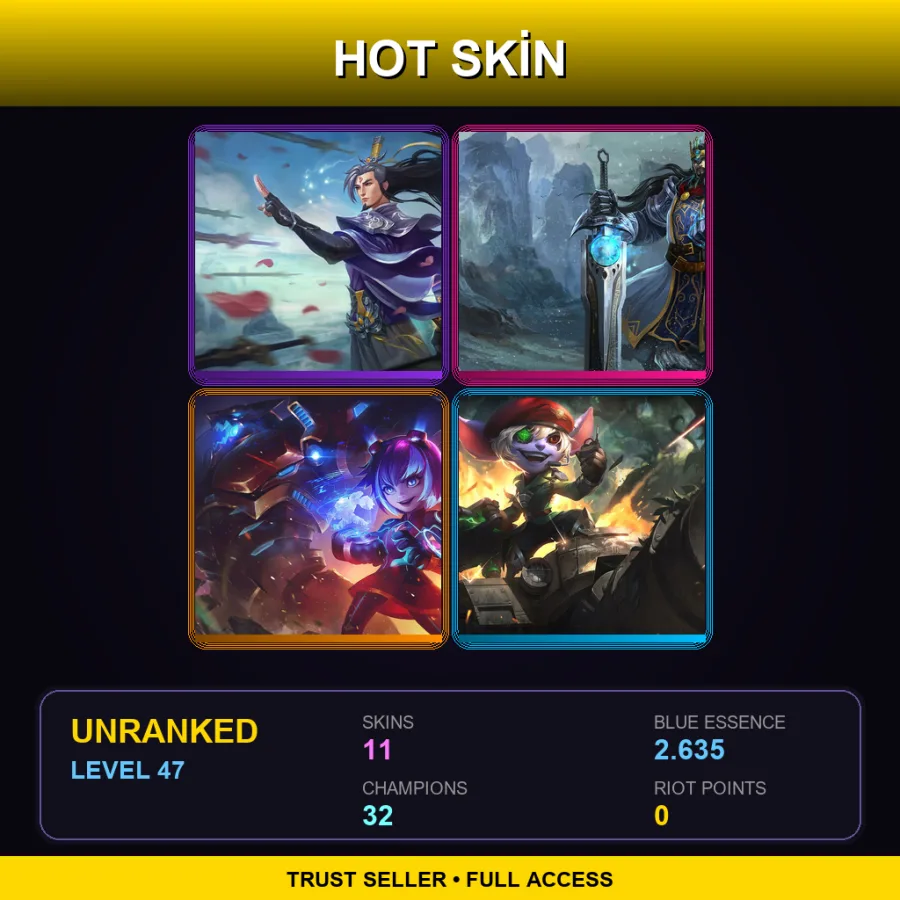 EUW | Lv47 | Unranked | 11 Skin | 32 Champ — Angler Jax