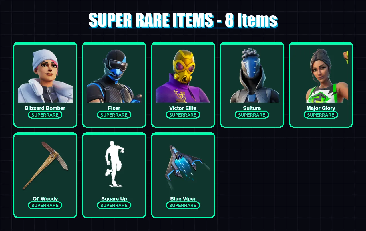 [PS4/PS5/PC] | Blizzard Bomber | Fixer | Victor Elite | Sultura | Major Glory | 140 skin | 111 pickaxe | 57 emote | 70 glider | Lv923