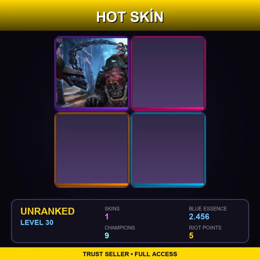 RU | Bear Cavalry Sejuani | 1 Skin | 9 Champ | Lv30