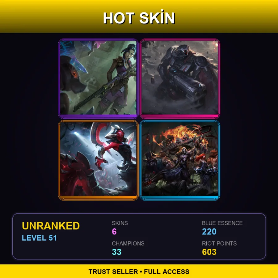 NA | Lv51 | Unranked | 6 Skin | 33 Champ — LoL account