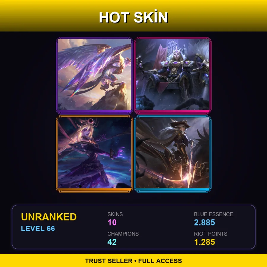 EUW | Lv66 | Unranked | 10 Skin | 42 Champ — LoL account