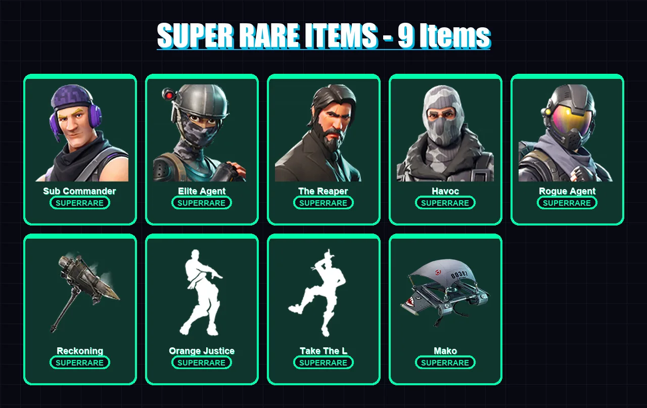 [PC/XBOX/PSN] | Sub Commander | Elite Agent | The Reaper | Havoc | Rogue Agent | 44 skin | 46 pickaxe | 46 emote | 44 glider | Lv610 — Fortnite account