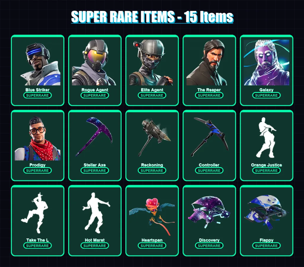 [PC/XBOX/PSN] | Blue Striker | Rogue Agent | Elite Agent | The Reaper | Galaxy | 125 skin | 111 pickaxe | 104 emote | 83 glider | Lv949 — Fortnite account