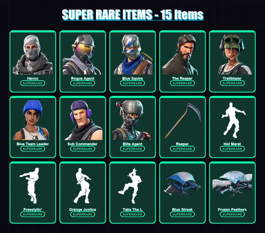 [PC/XBOX/PSN] | OG Ghoul Trooper | Havoc | Rogue Agent | Blue Squire | The Reaper | 114 skin | 87 pickaxe | 67 emote | 39 glider | Lv480