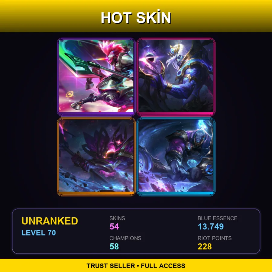 BR | Lv70 | Unranked | 54 Skin | 58 Champ