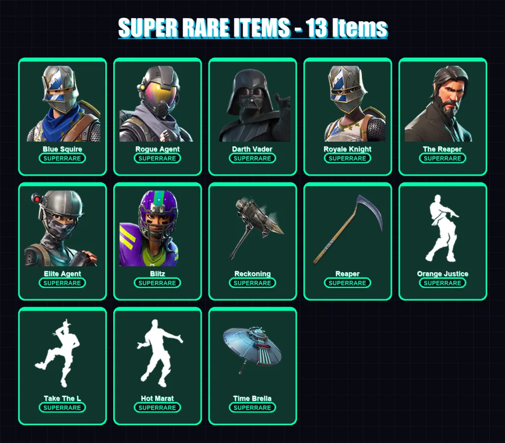 [PC/PSN] | Blue Squire | Rogue Agent | Darth Vader | Royale Knight | The Reaper | 131 skin | 109 pickaxe | 115 emote | 114 glider | Lv1810