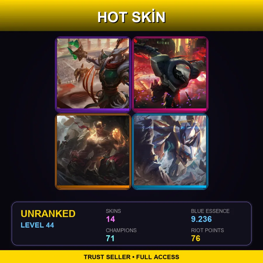 SG | Lv44 | Unranked | 14 Skin | 71 Champ