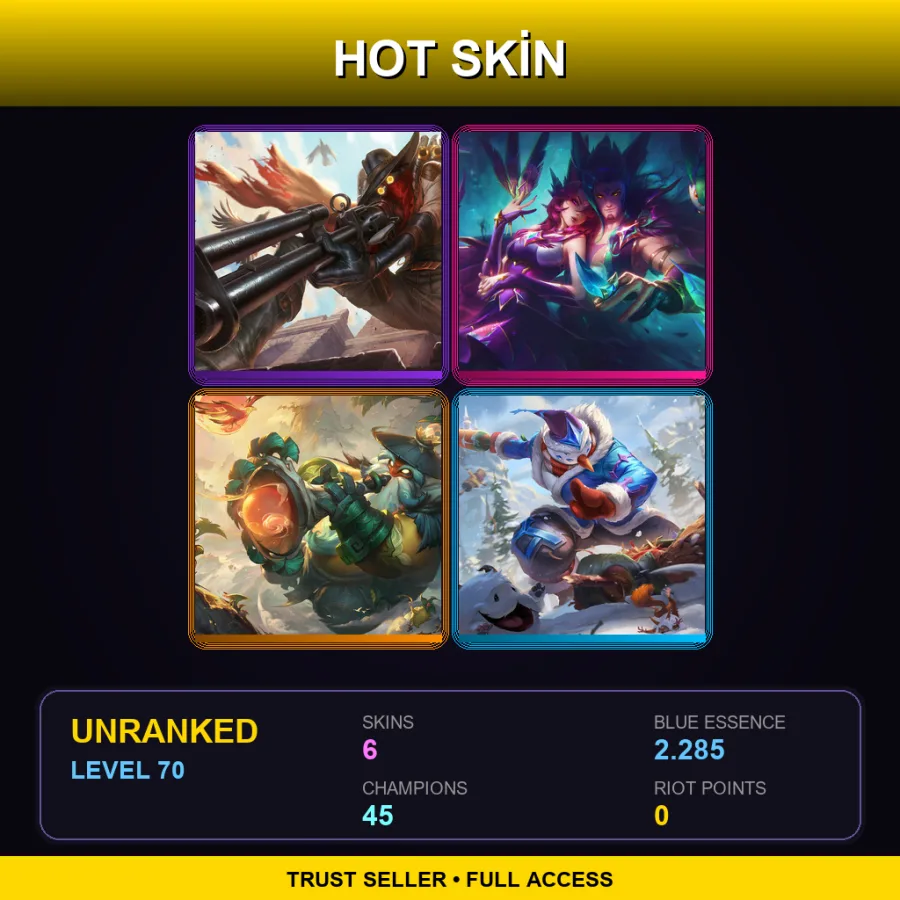 EUNE | Lv70 | Unranked | 6 Skin | 45 Champ