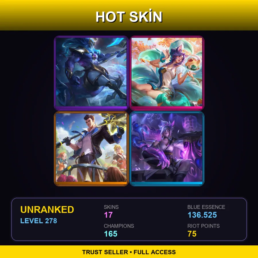 VN | Lv278 | Unranked | 17 Skin | 165 Champ