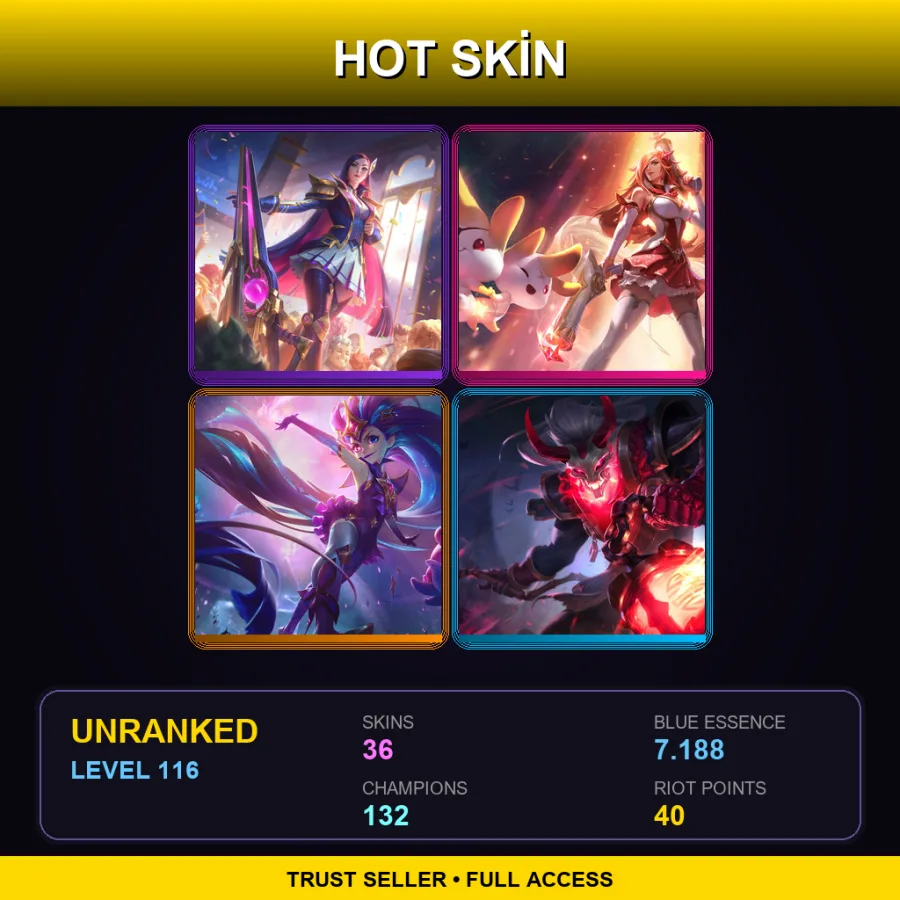 LAN | Lv116 | Unranked | 36 Skin | 132 Champ — LoL account