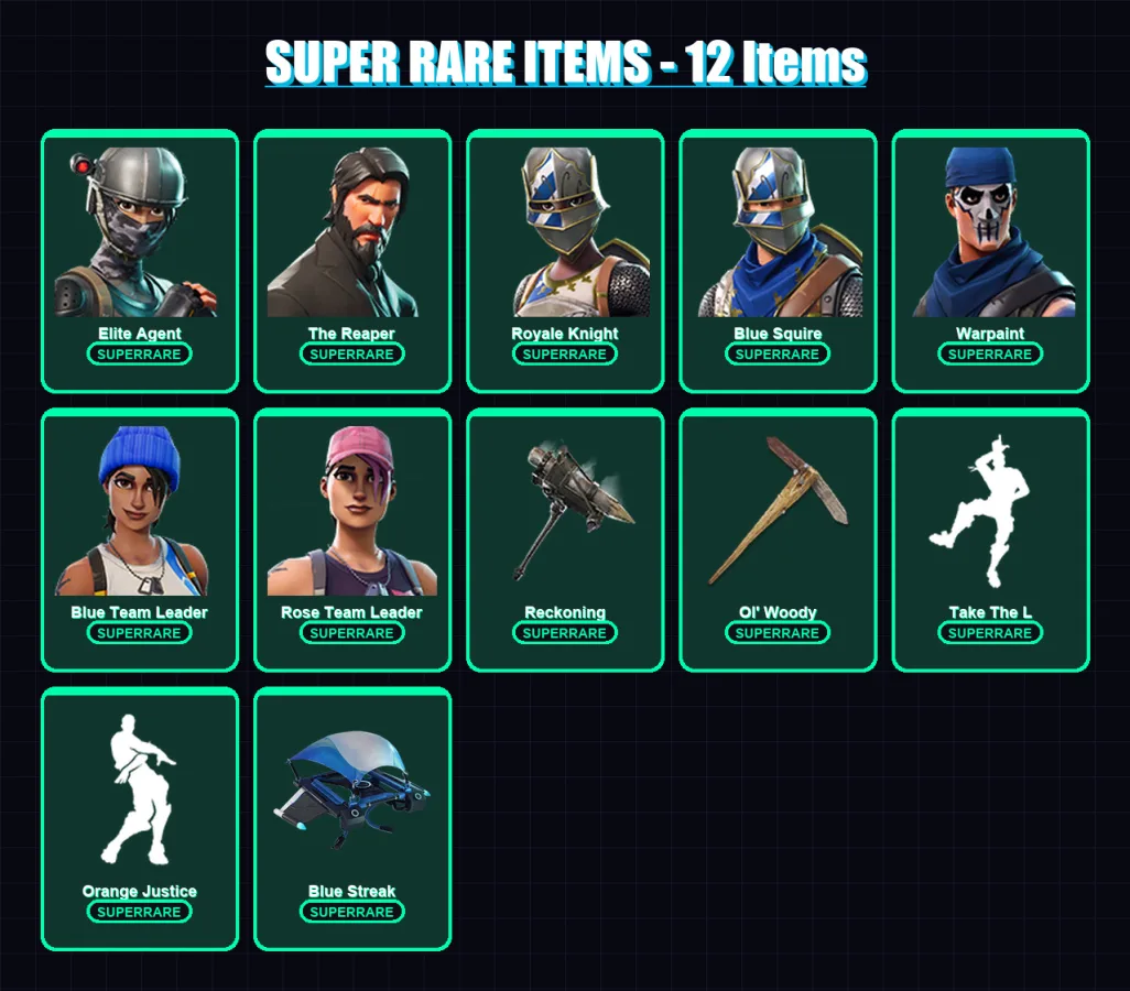 [PS4/PS5/XBOX/PC] | Elite Agent | The Reaper | Royale Knight | Blue Squire | Warpaint | 38 skin | 40 pickaxe | 41 emote | 44 glider | Lv644 — Fortnite account