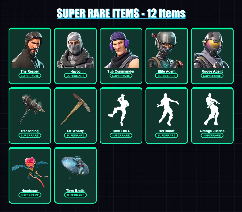 [PS4/PS5/PC] | The Reaper | Havoc | Sub Commander | Elite Agent | Rogue Agent | 53 skin | 46 pickaxe | 66 emote | 47 glider | Lv723