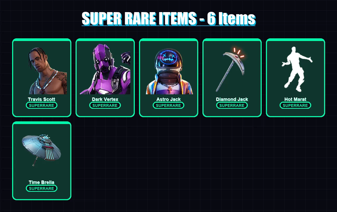 [PC/PSN] | Travis Scott | Dark Vertex | Astro Jack | Blackheart | Predator | 140 skin | 138 pickaxe | 185 emote | 140 glider | Lv2473