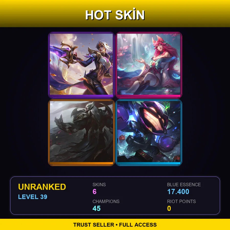 LAS | Lv39 | Unranked | 6 Skin | 45 Champ — LoL account