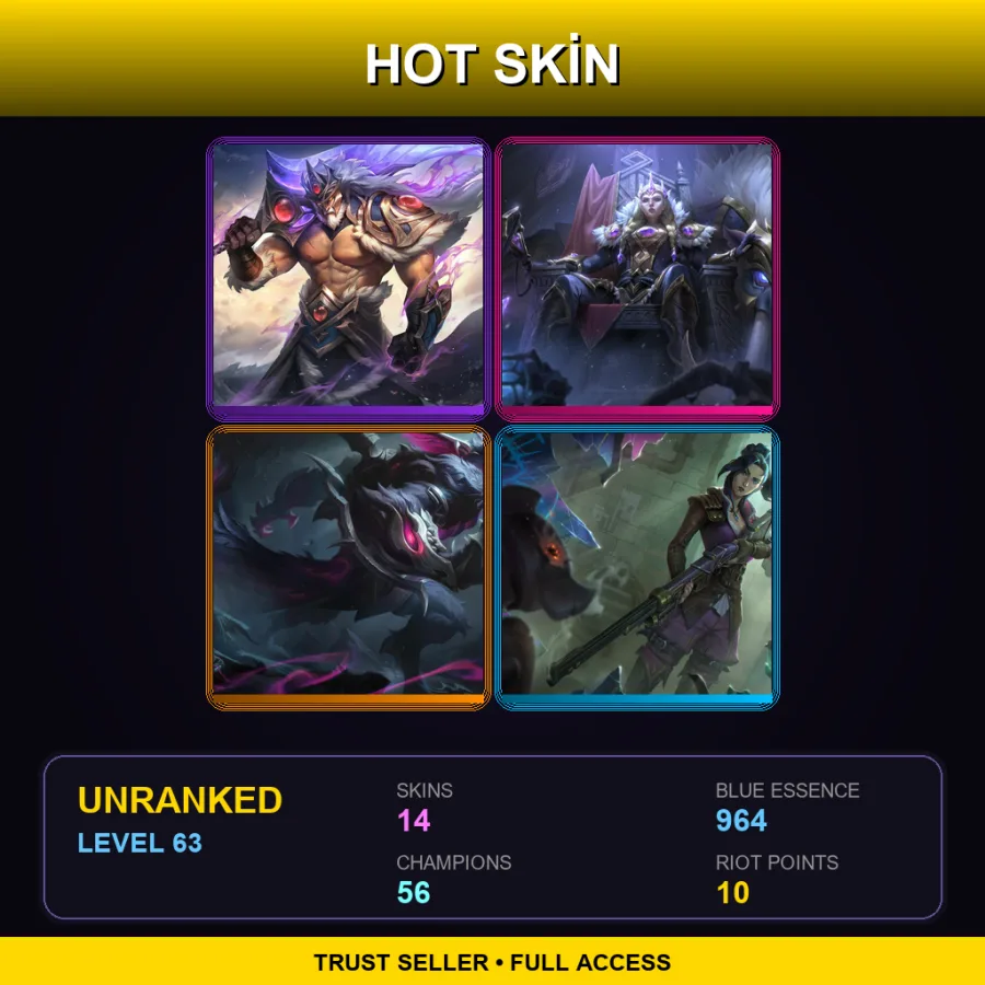 RU | Lv63 | Unranked | 14 Skin | 56 Champ