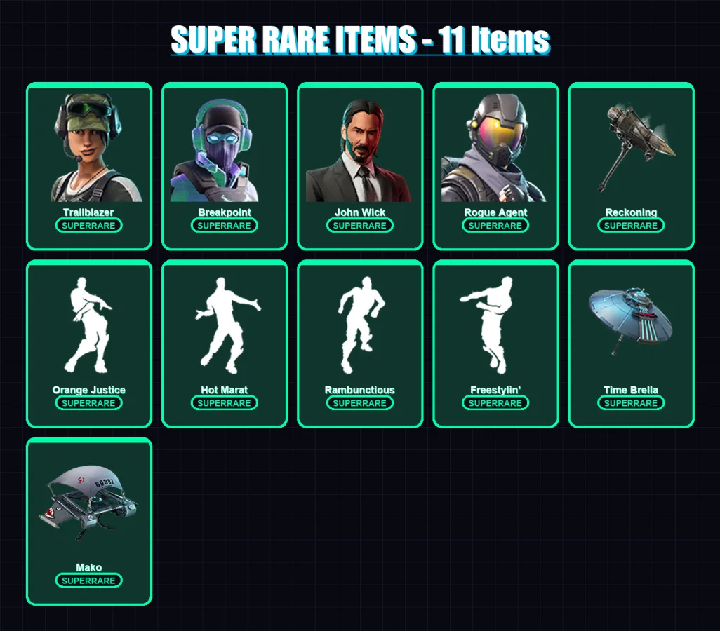 [PC/PSN] | Trailblazer | Breakpoint | John Wick | Rogue Agent | The Visitor | 159 skin | 174 pickaxe | 146 emote | 144 glider | Lv2021