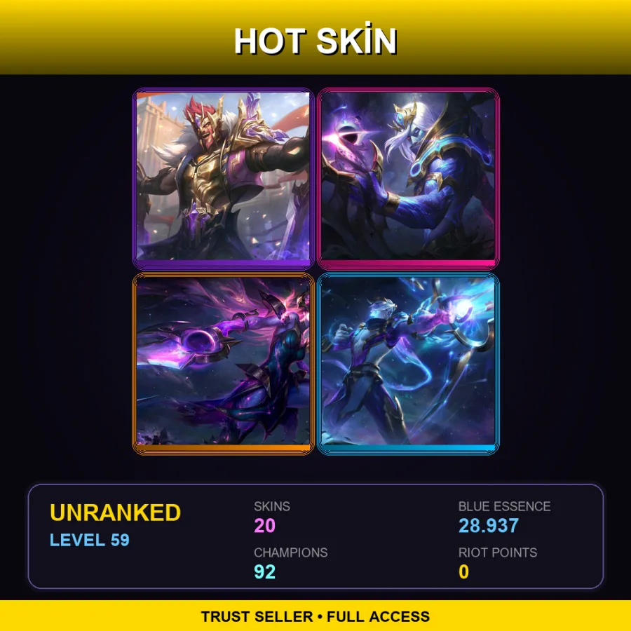 EUNE | Lv59 | Unranked | 20 Skin | 92 Champ