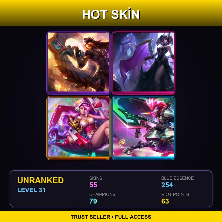 SG | Lv31 | Unranked | 55 Skin | 79 Champ — LoL account