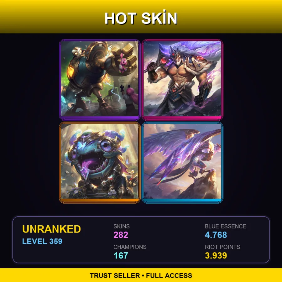 EUW | Lv359 | Unranked | 282 Skin | 167 Champ with Aphelios