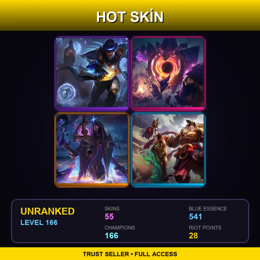 SG | Lv166 | Unranked | 55 Skin | 166 Champ