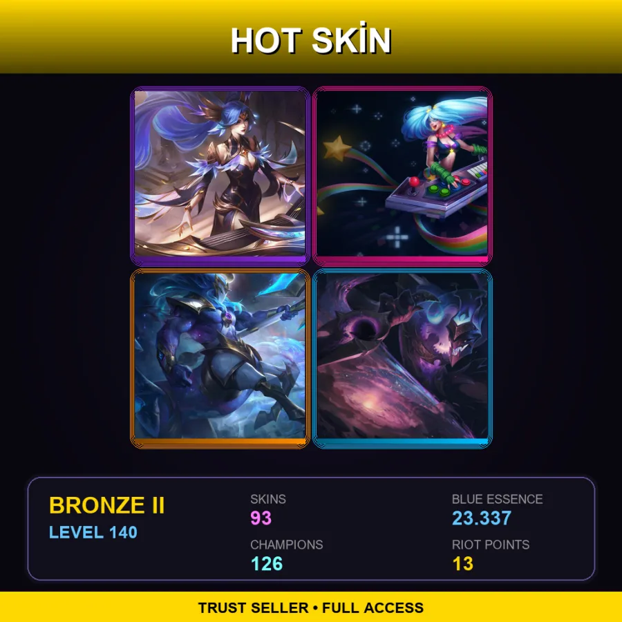 NA | Lv140 | Bronze II | 93 Skin | 126 Champ — LoL account