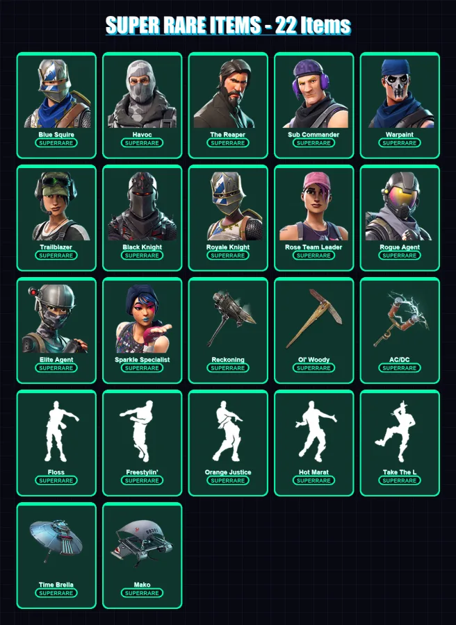 [PC/PSN] | Blue Squire | Havoc | The Reaper | Sub Commander | Warpaint | 99 skin | 64 pickaxe | 72 emote | 62 glider | Lv823 — Fortnite account