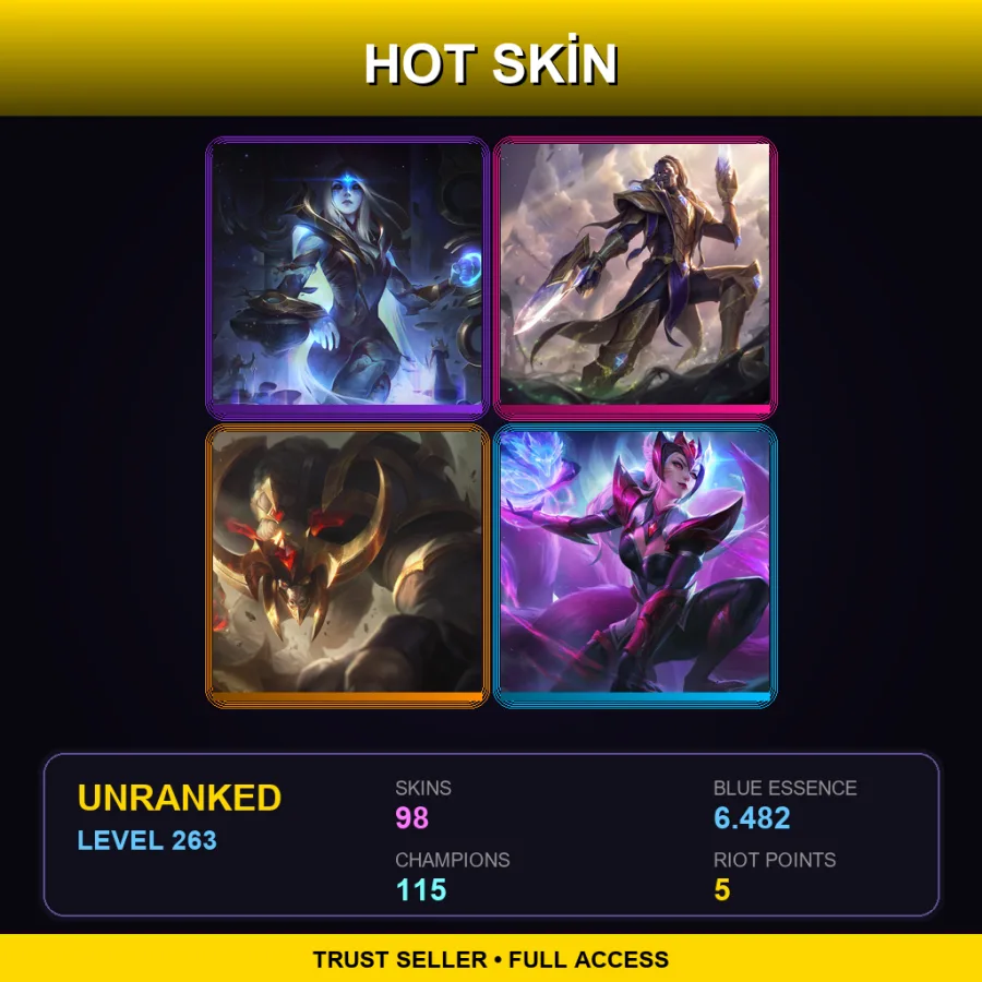 VN | Cosmic Queen Ashe | Victorious Lucian | Conqueror Alistar | Challenger Ahri | 98 Skin | 115 Champ | Lv263