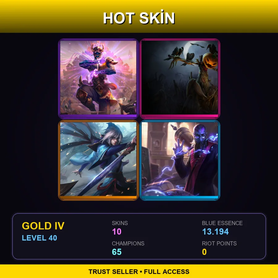 EUW | Lv40 | Gold IV | 10 Skin | 65 Champ