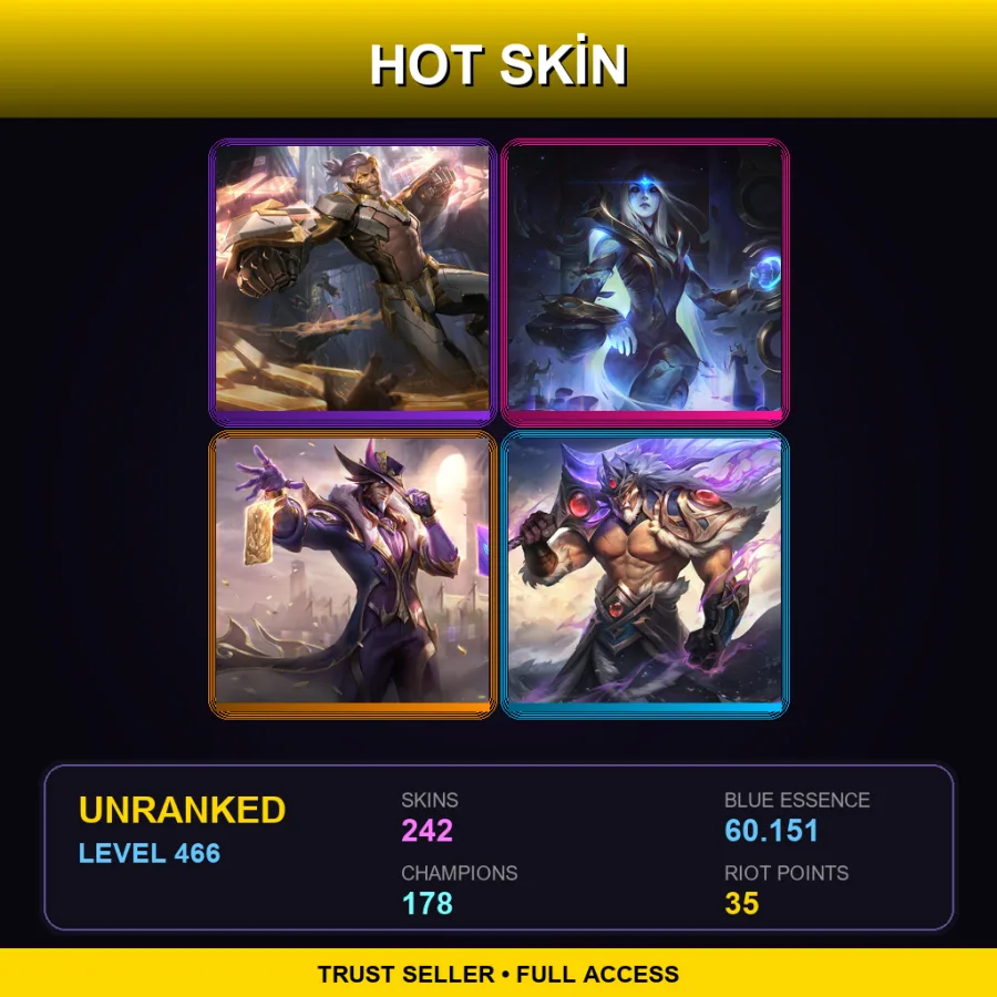 EUW | Lv466 | Unranked | 242 Skin | 178 Champ