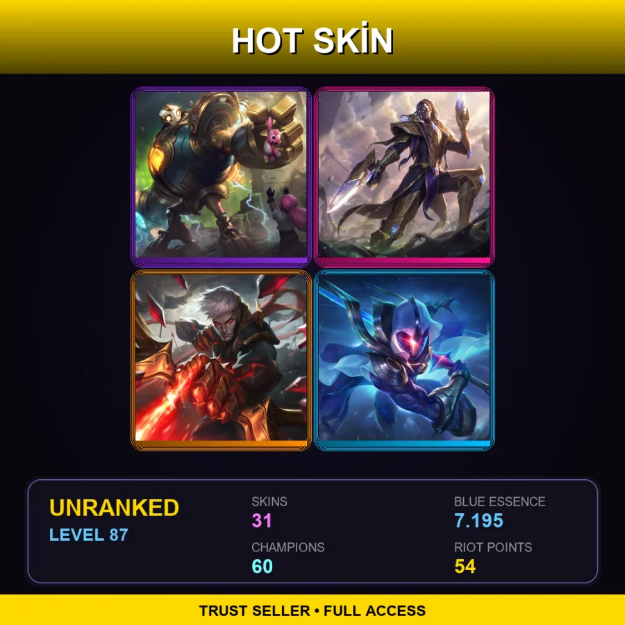 EUNE | Lv87 | Unranked | 31 Skin | 60 Champ