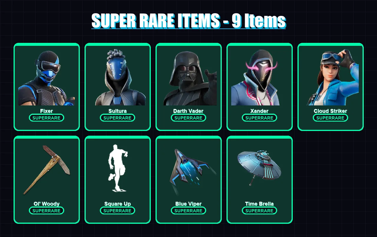 [PC/XBOX] | Fixer | Sultura | Darth Vader | Xander | Cloud Striker | 138 skin | 170 pickaxe | 98 emote | 145 glider | Lv2012